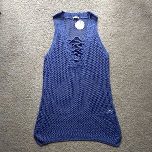 Blue Mesh Beach Cover-up